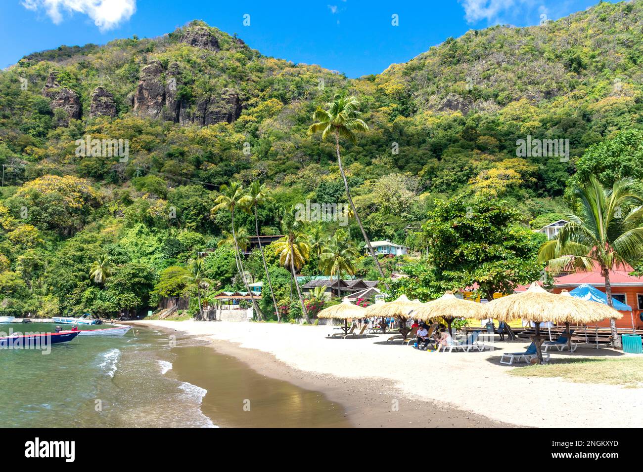 Hummingbird Beach Resort, Seashell Beach, Soufrière, quartiere Soufrière, Saint Lucia, Antille minori, Caraibi Foto Stock