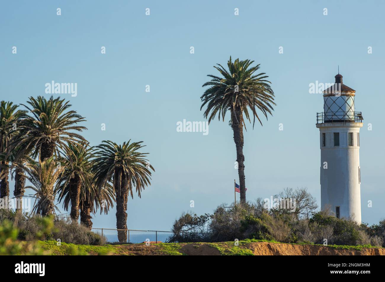 Faro Point Vicente mostrato in Rancho Palos Verdes Peninsula, California, Stati Uniti. Foto Stock