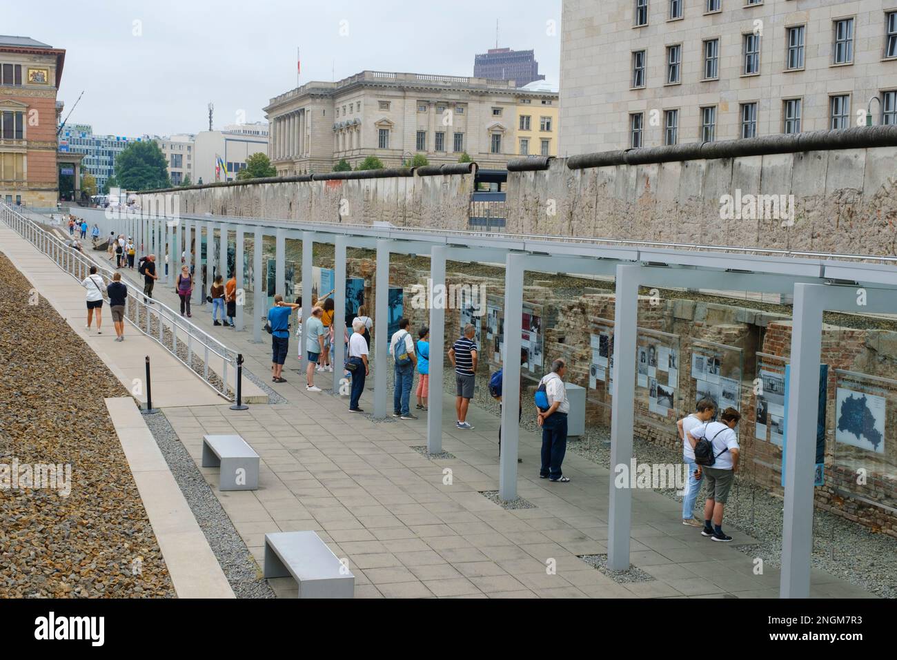 Resto del muro di Berlino, Topographie des terrors, Centro di documentazione, Berlino, Germania, Europa Foto Stock