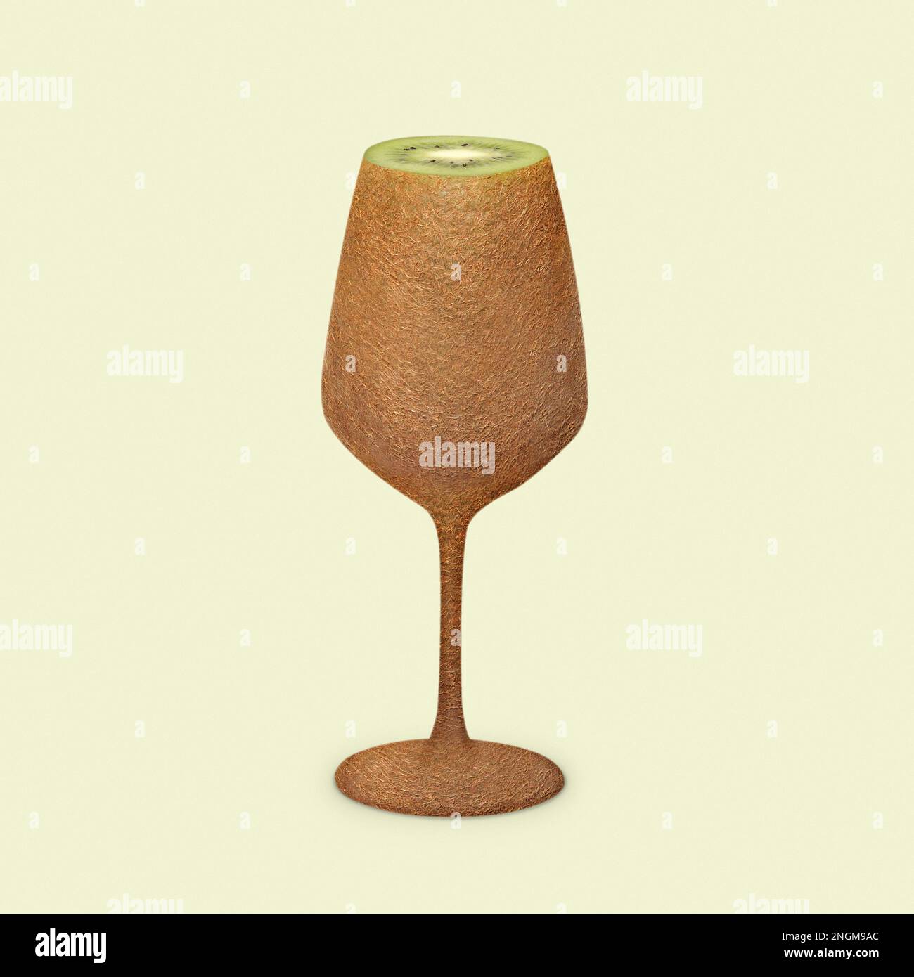 Un bicchiere di succosa kiwifruit. Pop art minimal con il concetto di cibo booze scherzi e divertimento. Foto di alta qualità Foto Stock