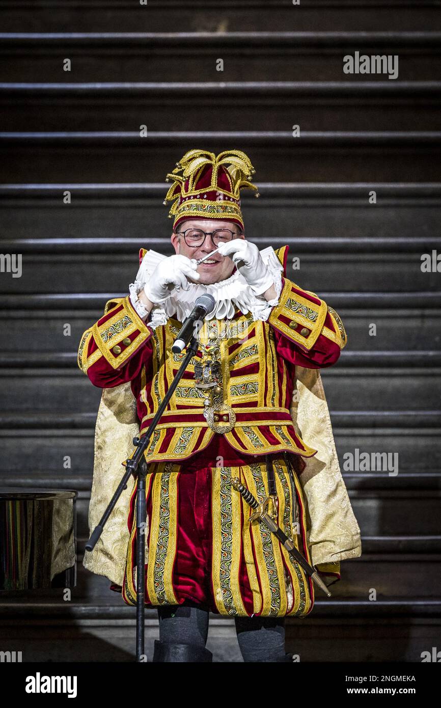 MAASTRICHT - City Prince Stefan i durante il trasferimento delle chiavi per il carnevale. Il principe della città Stefan i guadagna simbolicamente il potere sulla città per tre giorni. ANP MARCEL VAN HOORN olanda fuori - belgio fuori Foto Stock