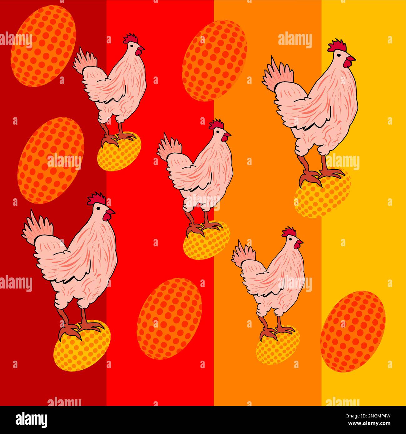 Modello senza cuciture con pollo e uova;illustrazione vettoriale; Illustrazione Vettoriale