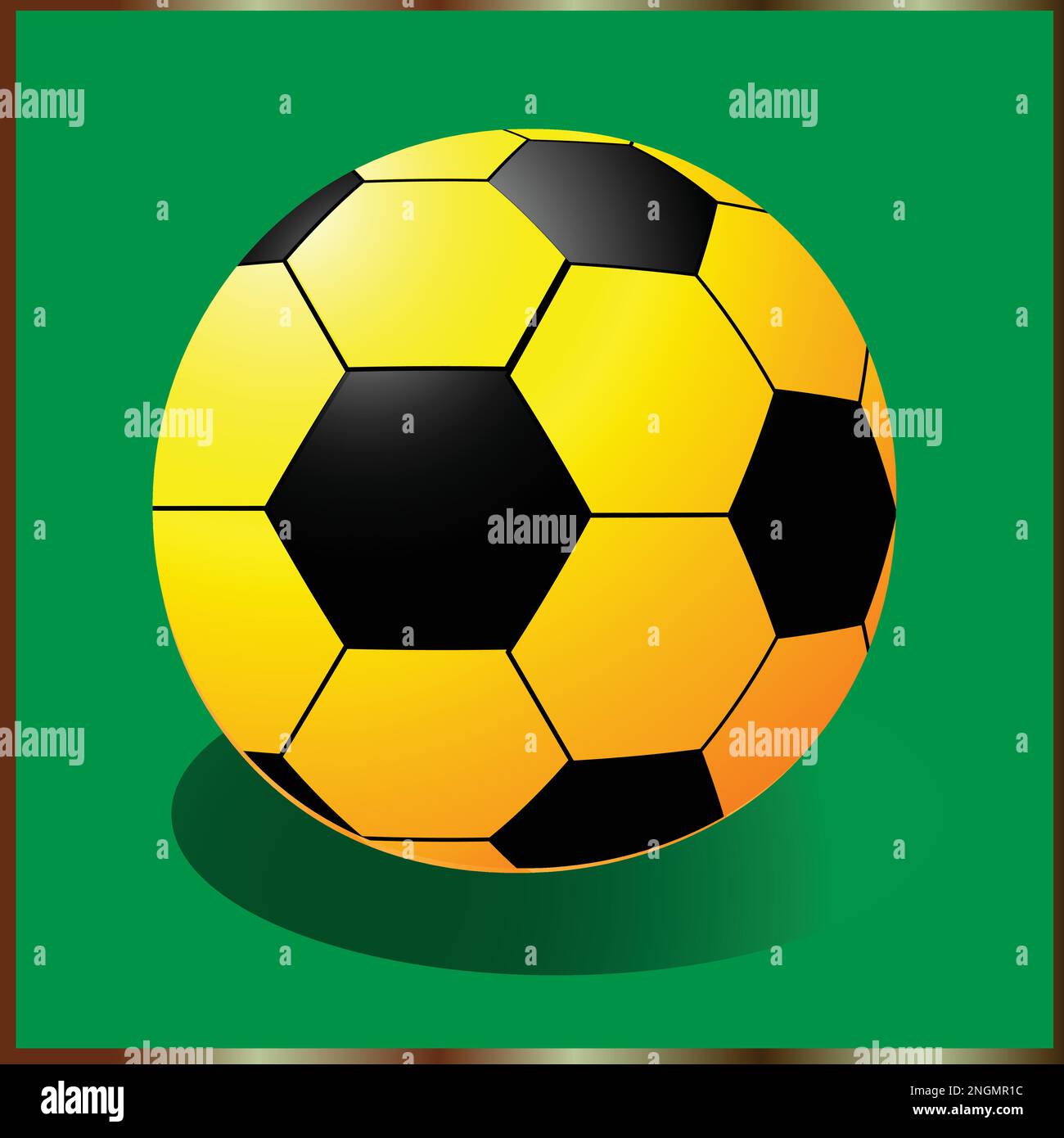 Pallone da calcio icona con nero e giallo Illustrazione Vettoriale