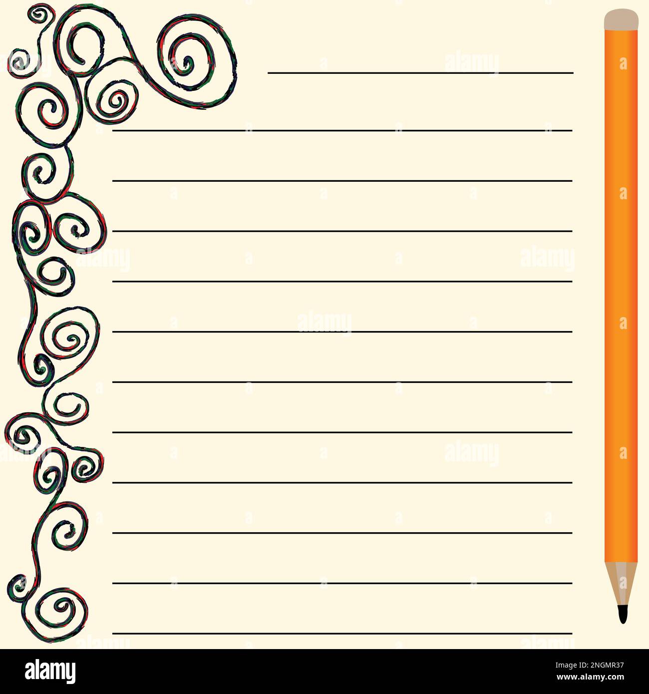Pagina di vettore per le note e i notebook con spirali colorate Illustrazione Vettoriale