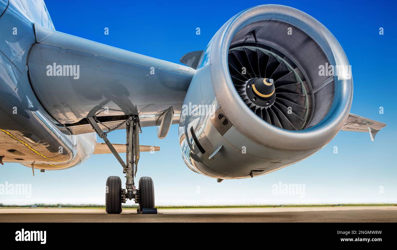 motore a getto di un moderno aereo di linea Foto Stock