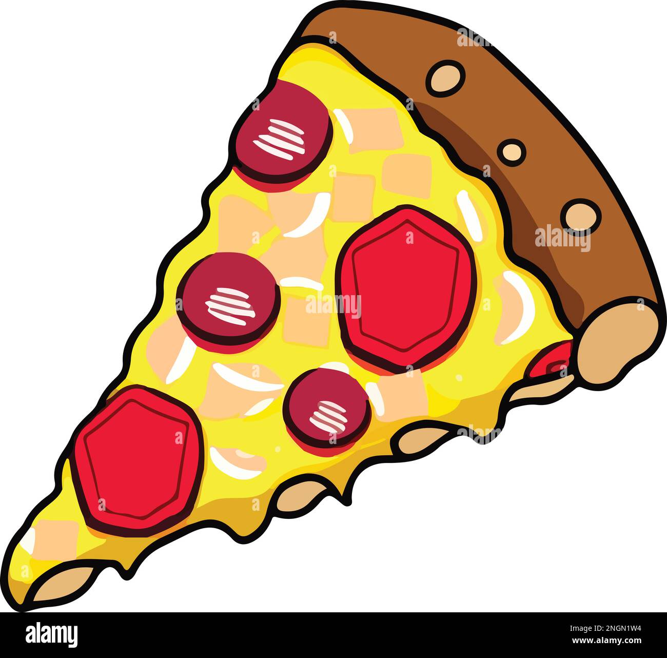 Illustrazione di una deliziosa fetta di pizza di Pepperoni Illustrazione Vettoriale