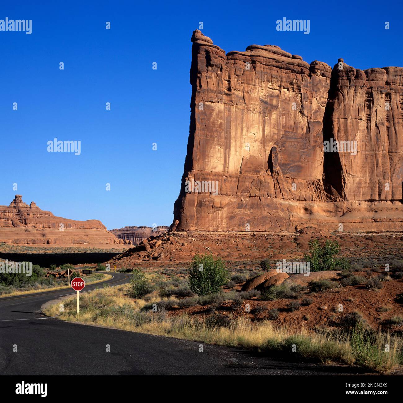Muro di pietra nel Parco Nazionale delle Arches Foto Stock