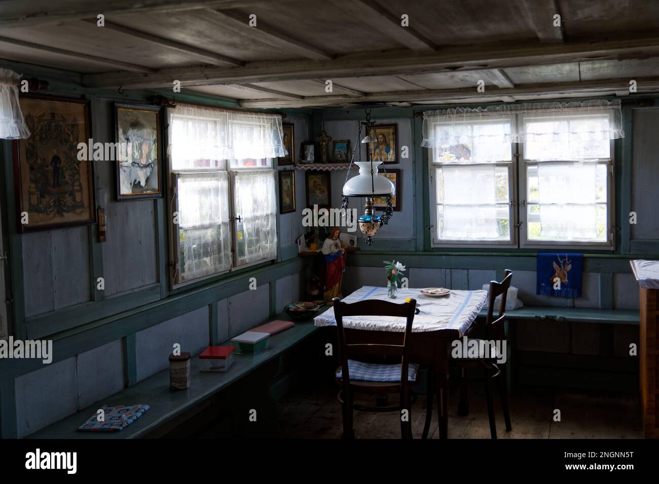 Interno di un casale storico intorno al 1900 Foto Stock