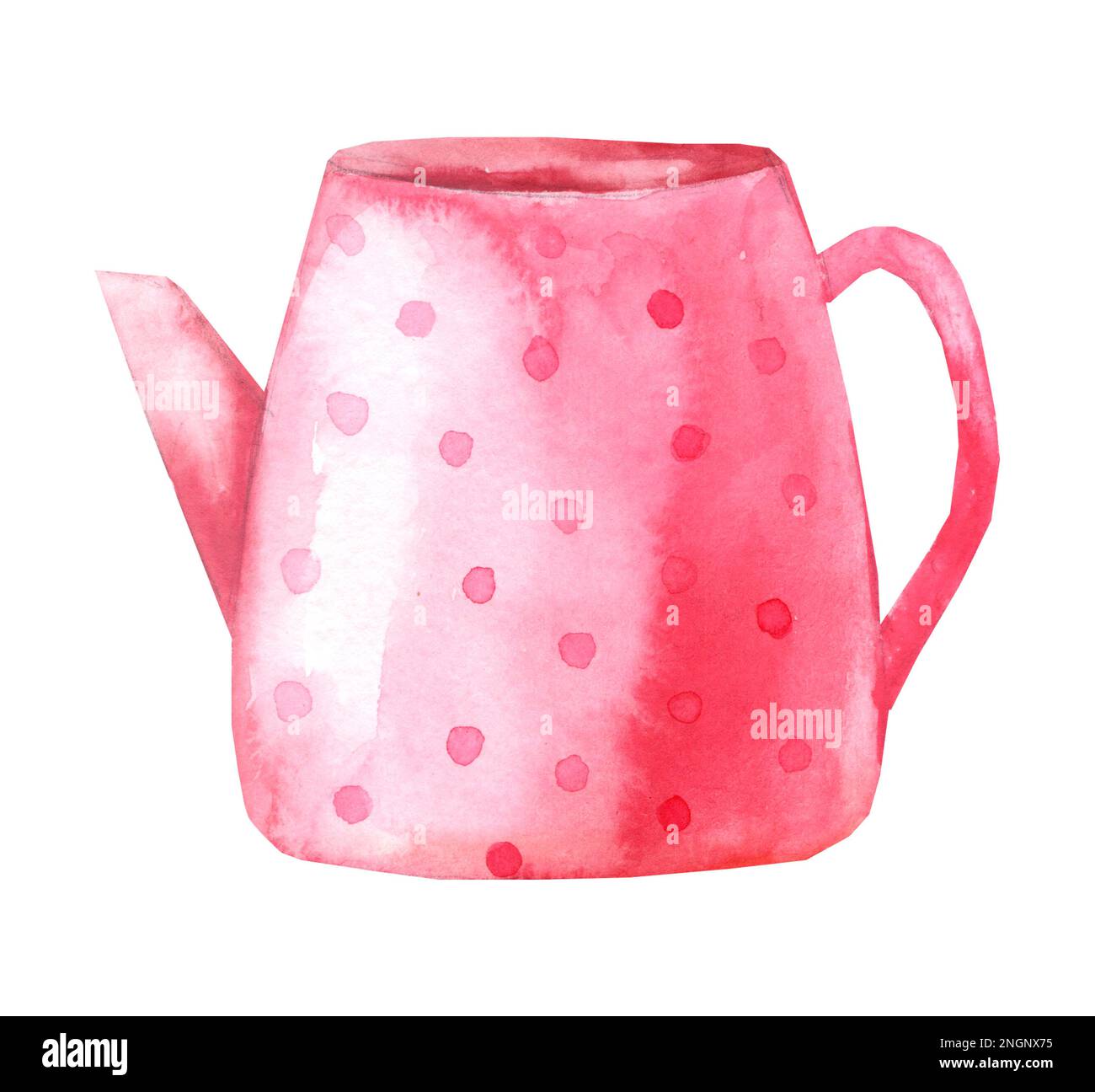 Teiera a pois Polka. Stile di vita rustico. illustrazione acquerello Foto Stock