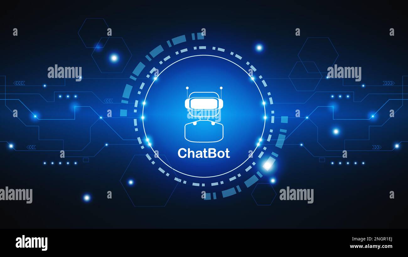 Tecnologia di intelligenza artificiale di chatbot ai concetto hitech. Applicazione chatbot smart bot, open ai, line, tecnologia Abstract, vettoriale. progettazione per Illustrazione Vettoriale