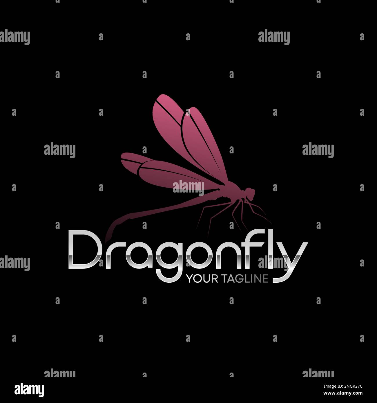 Illustrazione semplice ed unica libellula includono lettera D sans serif font immagine grafica icona logo design astratto concetto vettore stock animale insetto Illustrazione Vettoriale