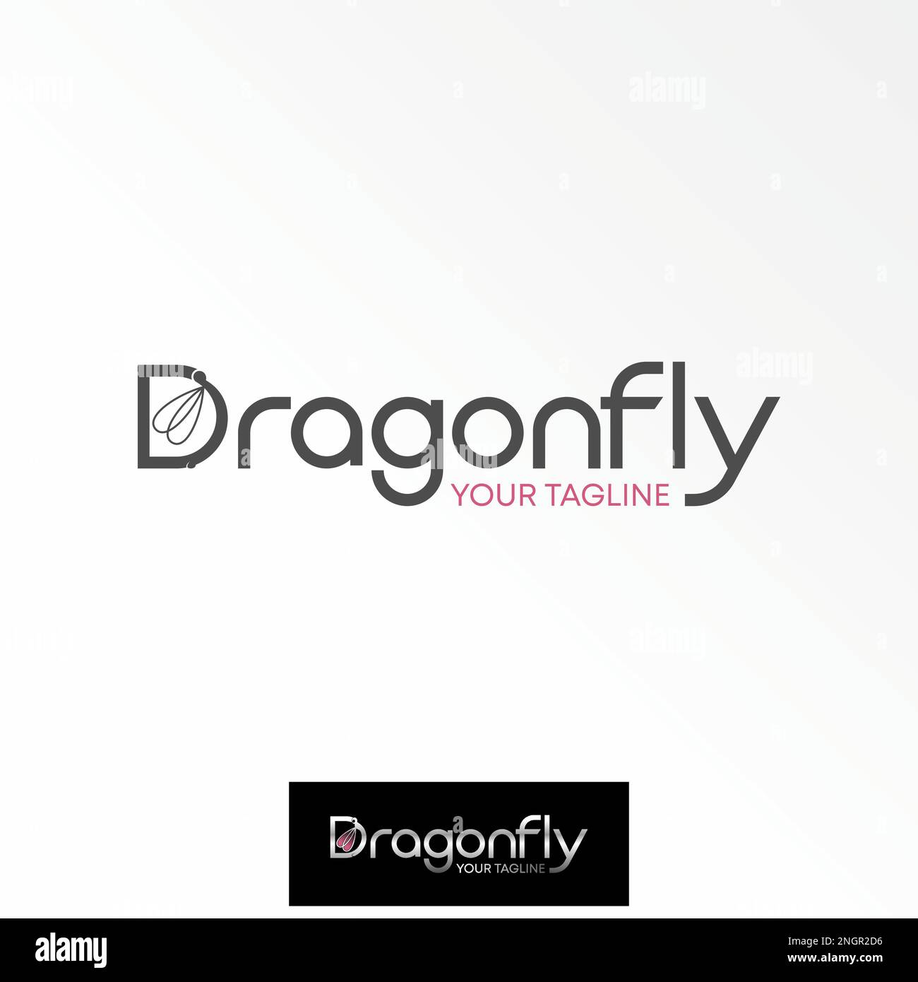 Illustrazione semplice ed unica libellula includono lettera D sans serif font immagine grafica icona logo design astratto concetto vettore stock animale insetto Illustrazione Vettoriale