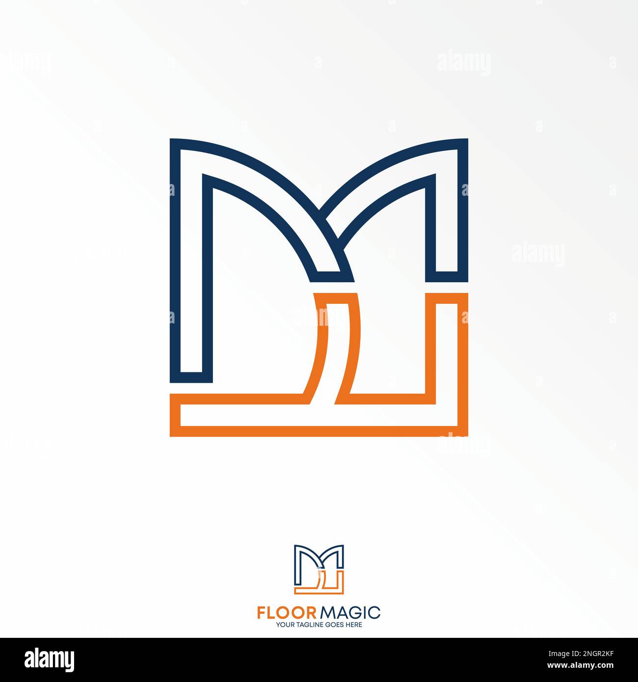 Lettera o parola semplice ed unica MF o DD FM font double line font quadrato grafica icona logo design astratto concetto vettore stock monogramma o iniziale Illustrazione Vettoriale