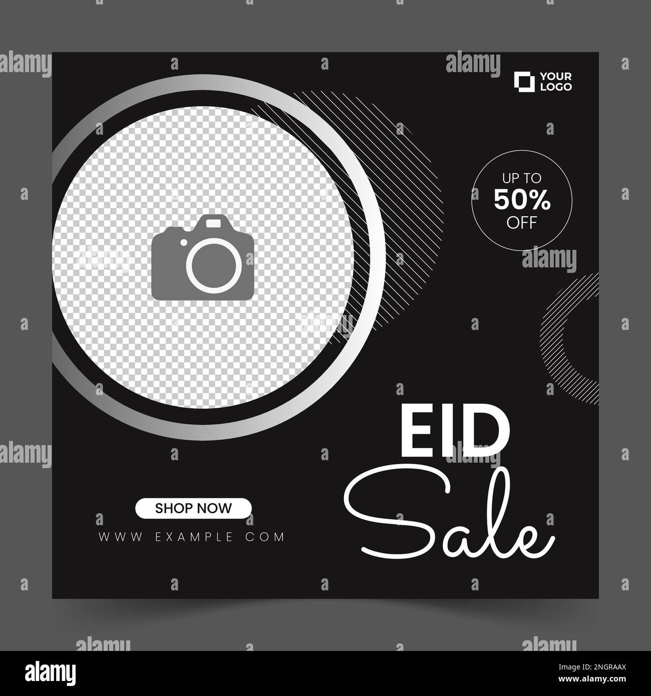 Progettazione di modelli di post-vendita per social media EID. Per i post sui social media, Instagram e gli annunci Internet sul Web. Banner dell'offerta EID Illustrazione Vettoriale
