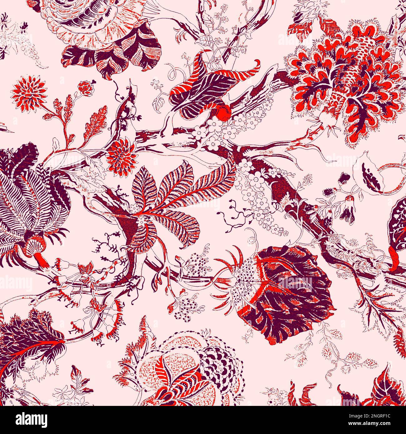 Ajrakh Pattern e Block Print Pattern e batik Print allovers Pattern tessile digitale di sfondo Foto Stock