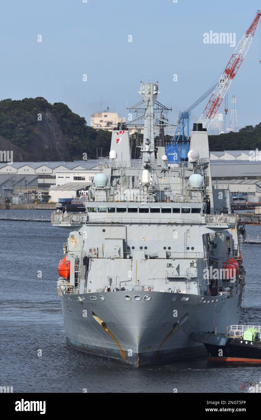 Prefettura di Kanagawa, Giappone - 23 agosto 2021: Royal Navy RFA Fort Victoria (A387), oliatore di rifornimento di classe Fort Victoria. Foto Stock