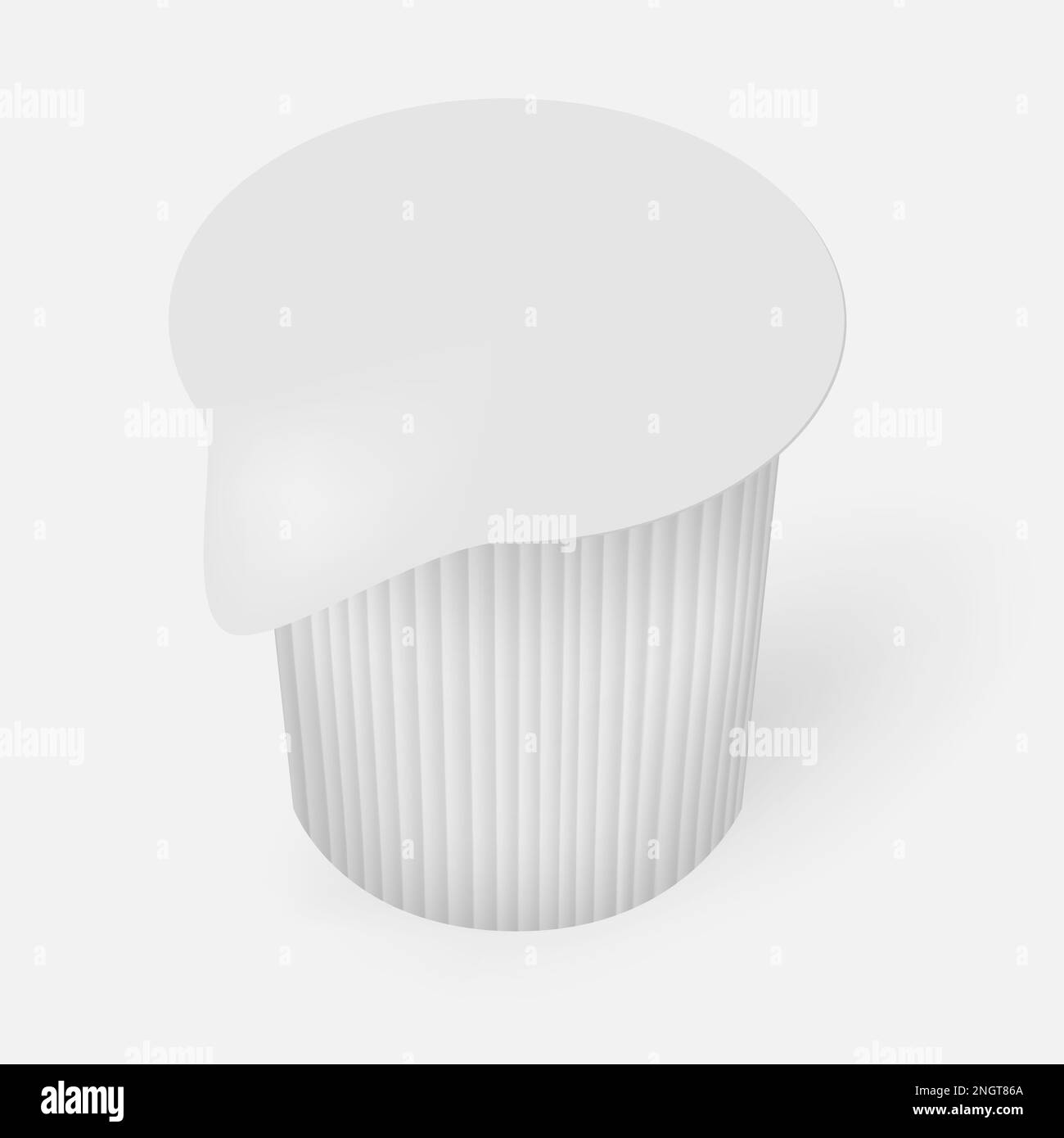 Confezione singola di crematori liquidi, modello vettoriale. Contenitore in plastica porzionato per la crema di caffè, mockup Illustrazione Vettoriale
