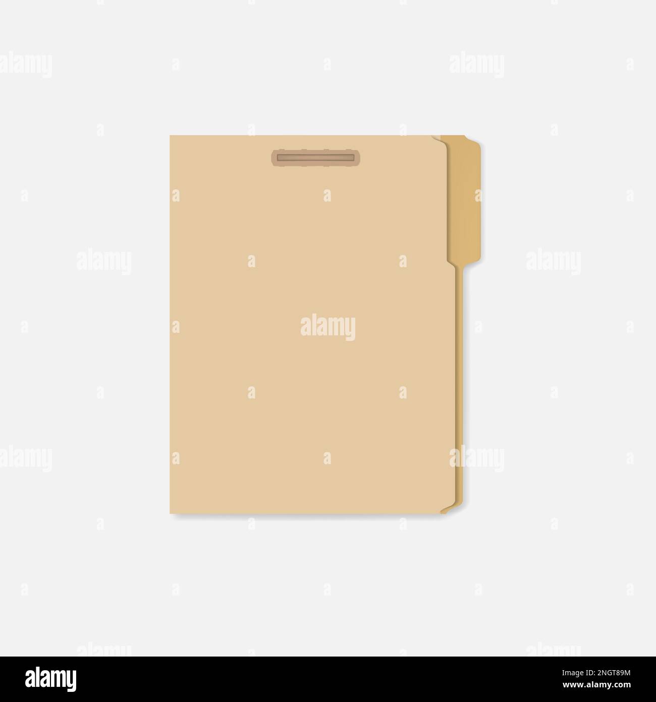 Cartella di file chiusa con linguetta di taglio e fissaggio interno per mantenere fogli di carta, mockup vettoriale. Formato lettera Illustrazione Vettoriale