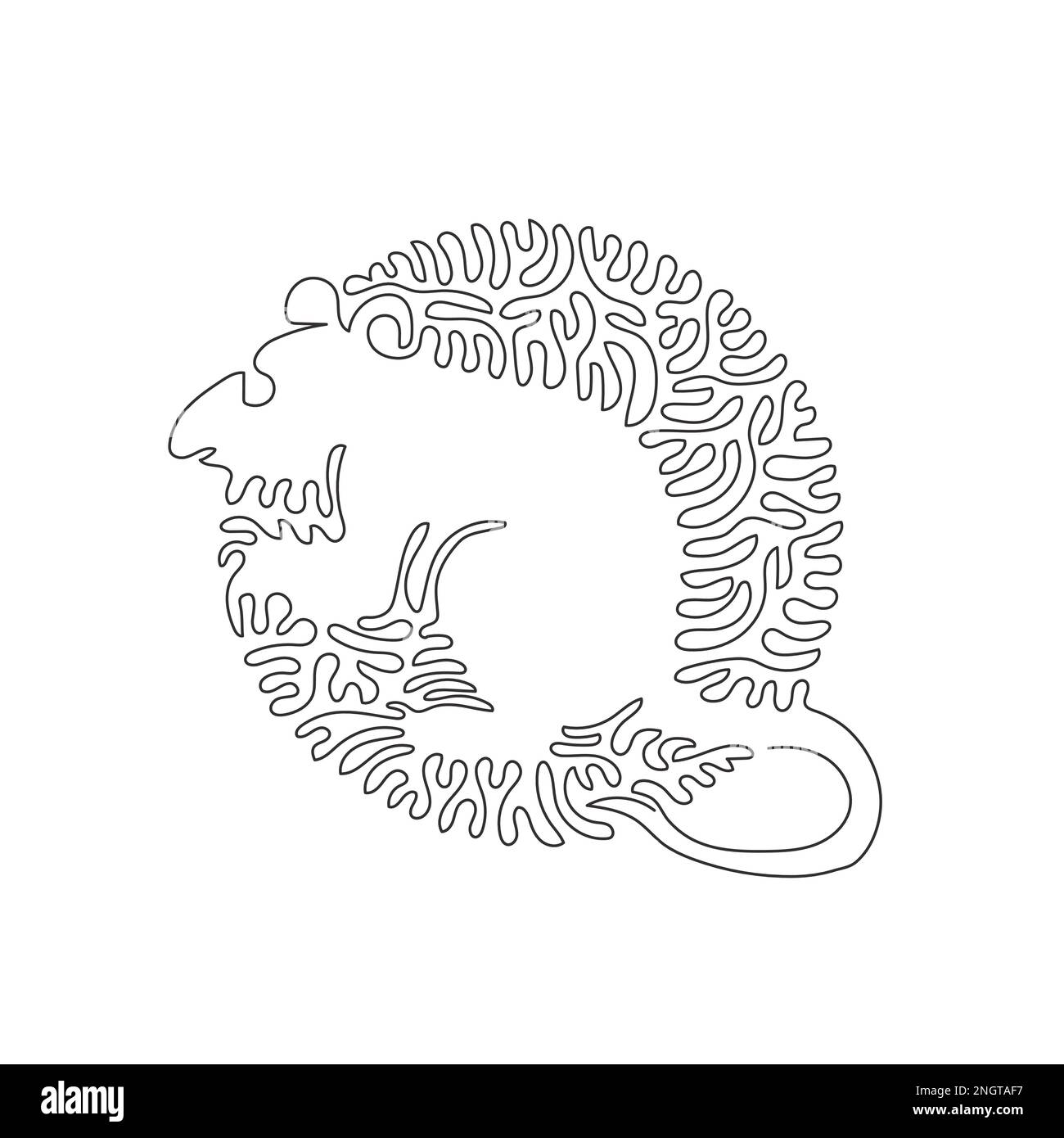 Disegno continuo di una linea di mouse divertente. Illustrazione del vettore di tratto modificabile a linea singola di animali di piccole specie di roditori Illustrazione Vettoriale