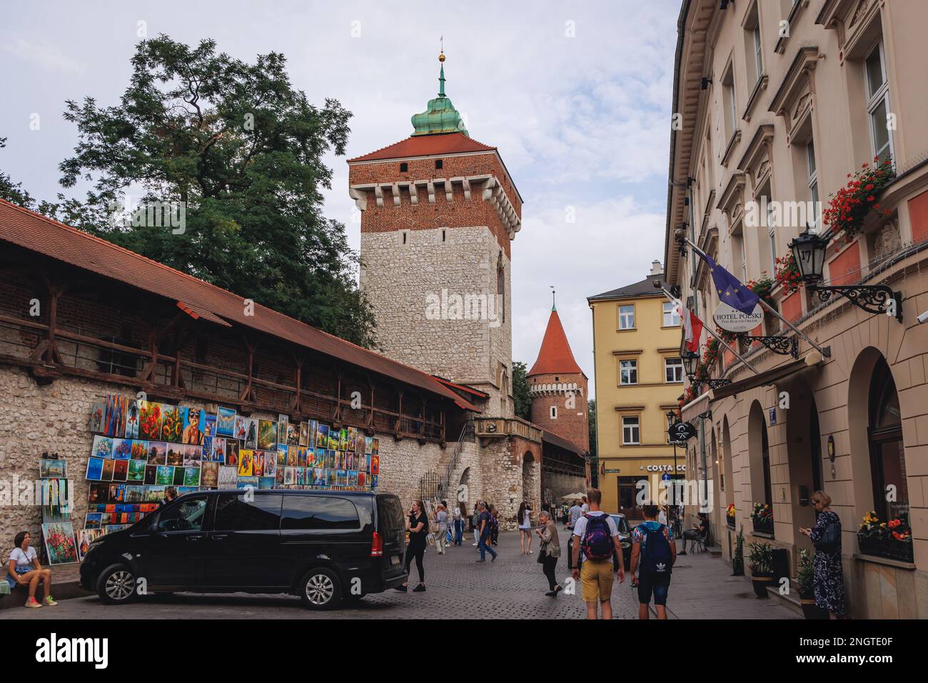 Torre della porta di San Floriano e Torre della merceria nella città vecchia di Cracovia, piccola Polonia Voivodato della Polonia Foto Stock