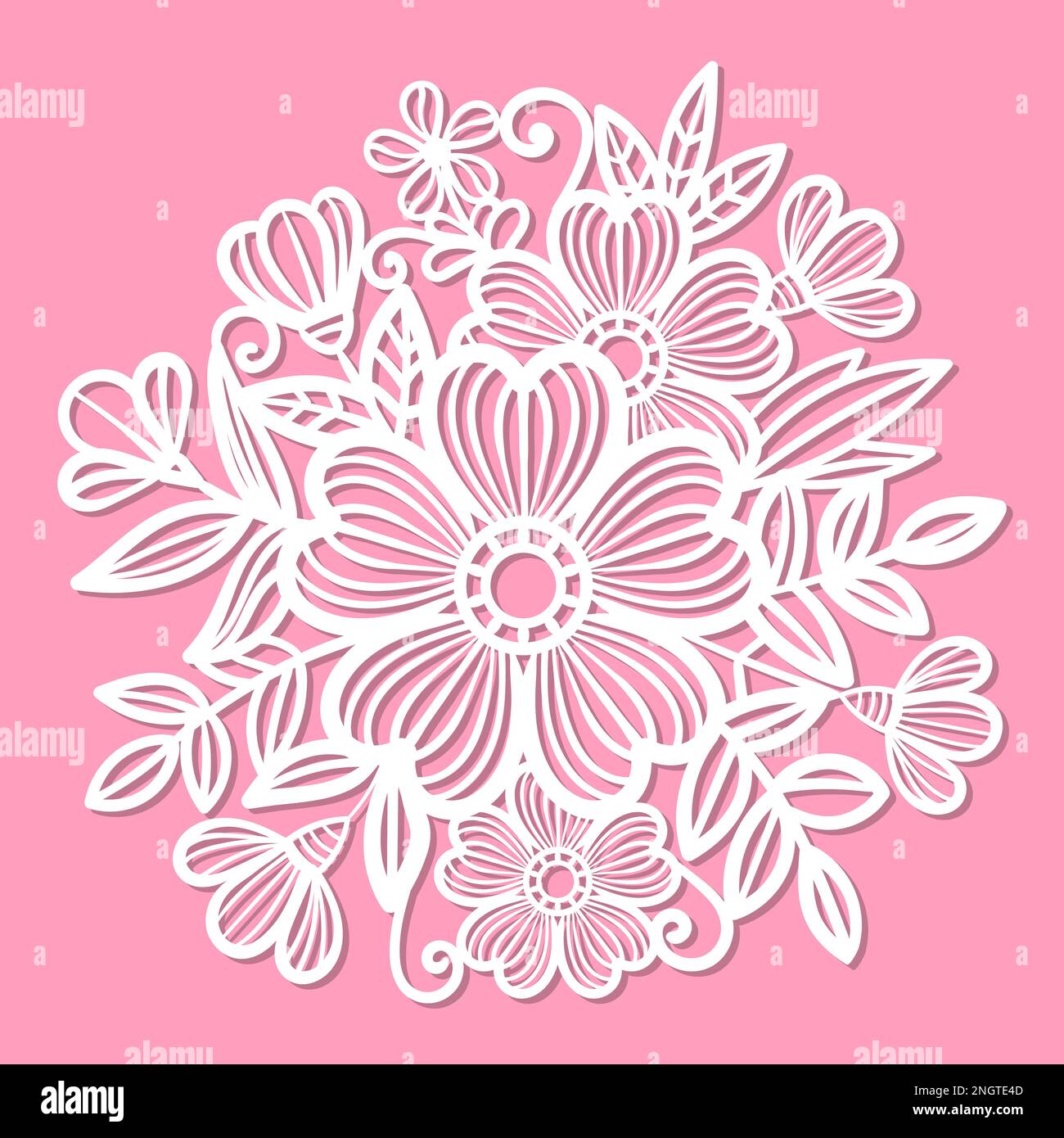 Bouquet di fiori. Dima per taglio laser. Vettore Illustrazione Vettoriale