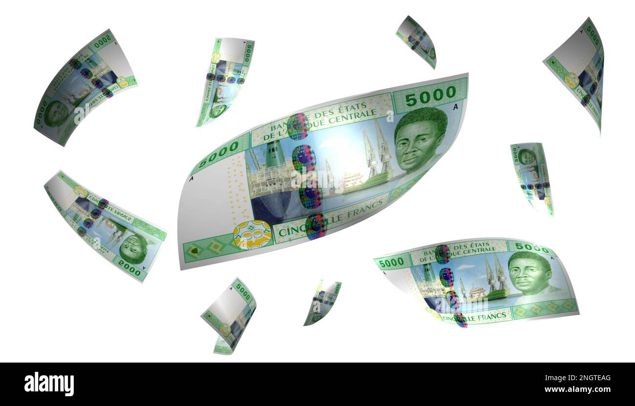 3D Illustrazione Gambia 200 banconota Dalasi Flying Money Foto Stock