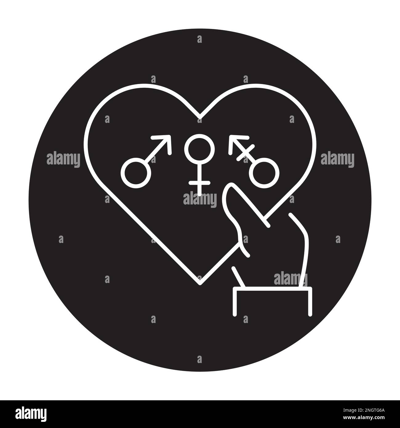 Icona della linea di colore di uguaglianza di genere. Società multinazionale. Gruppo diversificato di persone. Illustrazione vettoriale Illustrazione Vettoriale