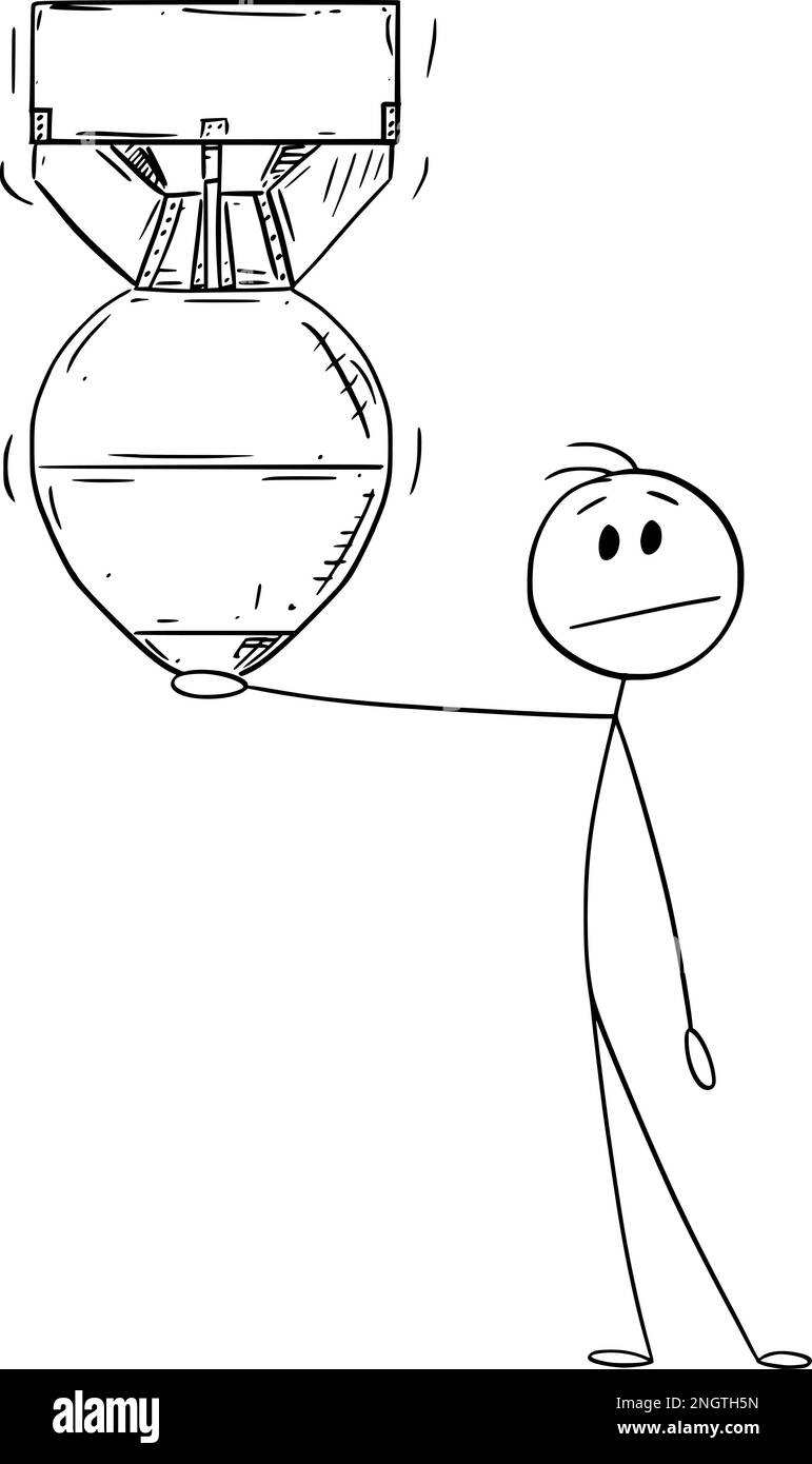 Bomba aerea di tenuta della persona , StickTM vettoriale di Cartoon Figura Illustrazione Illustrazione Vettoriale
