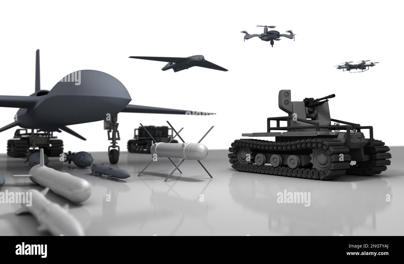 Tecnologia per la guerra - rendering 3D Foto Stock