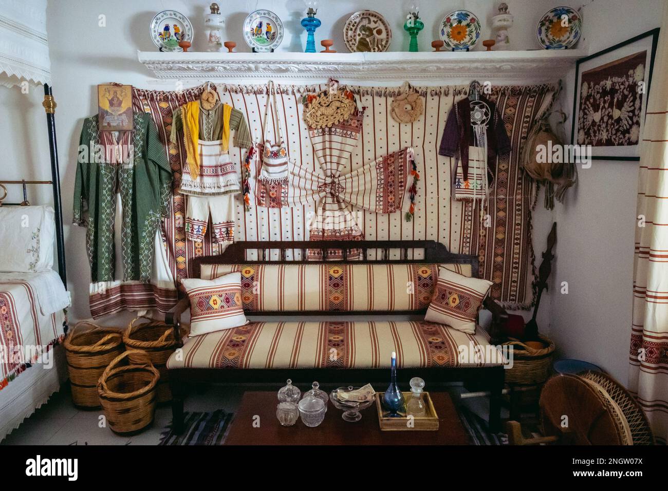 Camera a Sofia e Andreas Casa tradizionale nel villaggio di Letymbou a Paphos Distretto dell'isola di Cipro paese Foto Stock