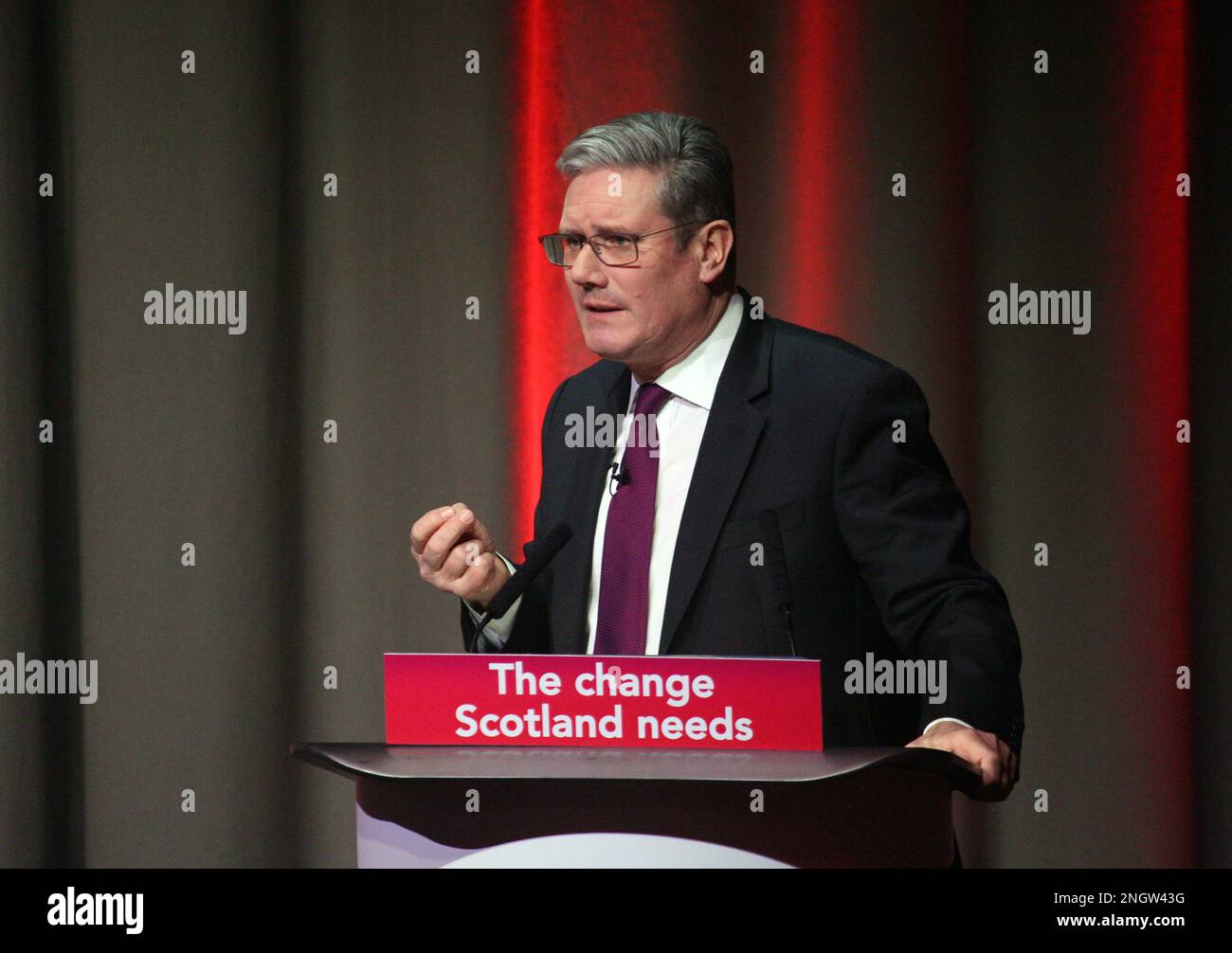 Edimburgo, Regno Unito, 19th febbraio 2023: Il leader laburista Sir Keir Starmer si rivolge alla conferenza del Partito laburista scozzese. PIC: Terry Murden / Alamy Foto Stock