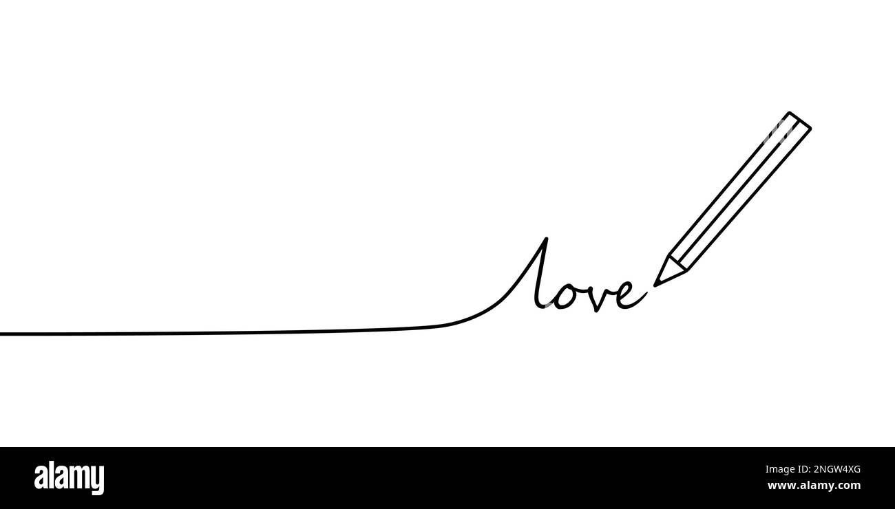 Lo slogan Amore vince tutto è scritto in matita. Citazioni motivazionali e di ispirazione. Segno vettoriale piatto. Buon San Valentino il 14 febbraio. VEC Illustrazione Vettoriale