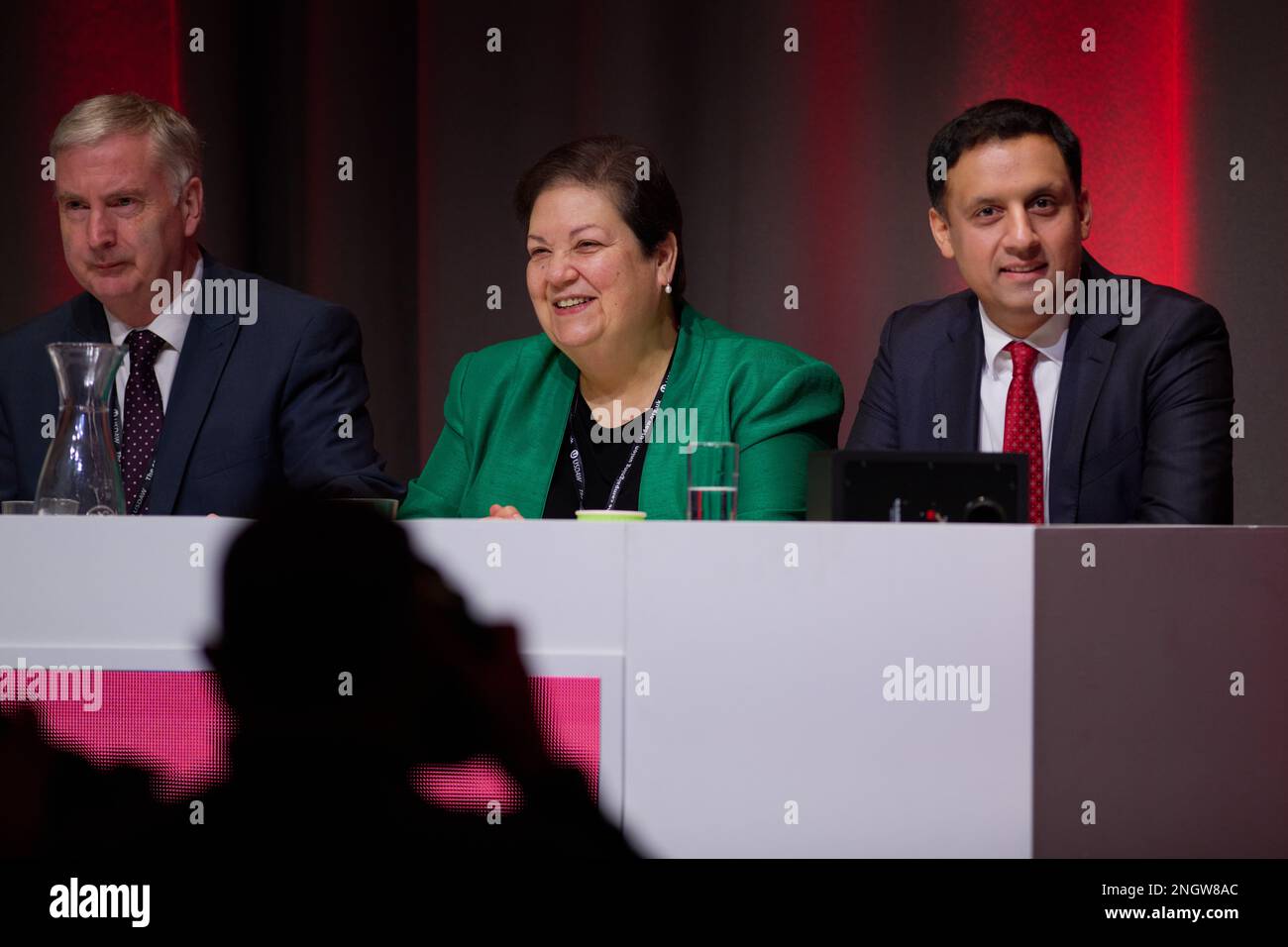 Edimburgo Scozia, Regno Unito 19 febbraio 2023. James Kelly, Jackie Baillie e Anas Sarwar alla Scottish Labour Conference nelle Assembly Rooms. credito sst/alamy notizie dal vivo Foto Stock