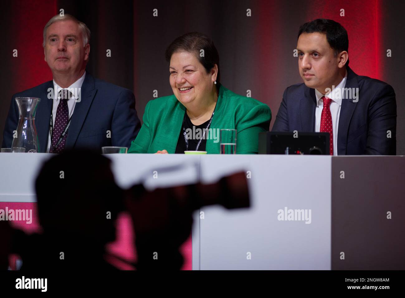 Edimburgo Scozia, Regno Unito 19 febbraio 2023. James Kelly, Jackie Baillie e Anas Sarwar alla Scottish Labour Conference nelle Assembly Rooms. credito sst/alamy notizie dal vivo Foto Stock