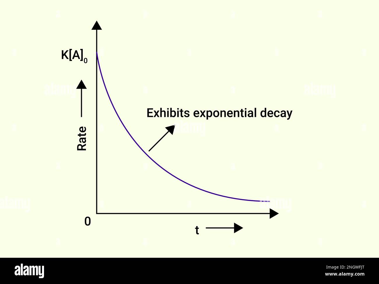 Grafico di mostra decadimento esponenziale Illustrazione Vettoriale