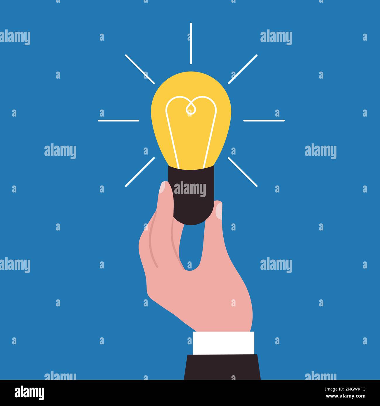 Lampada portatile, idea creativa aziendale o metafora di successo. Concetto di energia, mente e intuizione. Astratto piatto minimo decent scena vettoriale Illustrazione Vettoriale