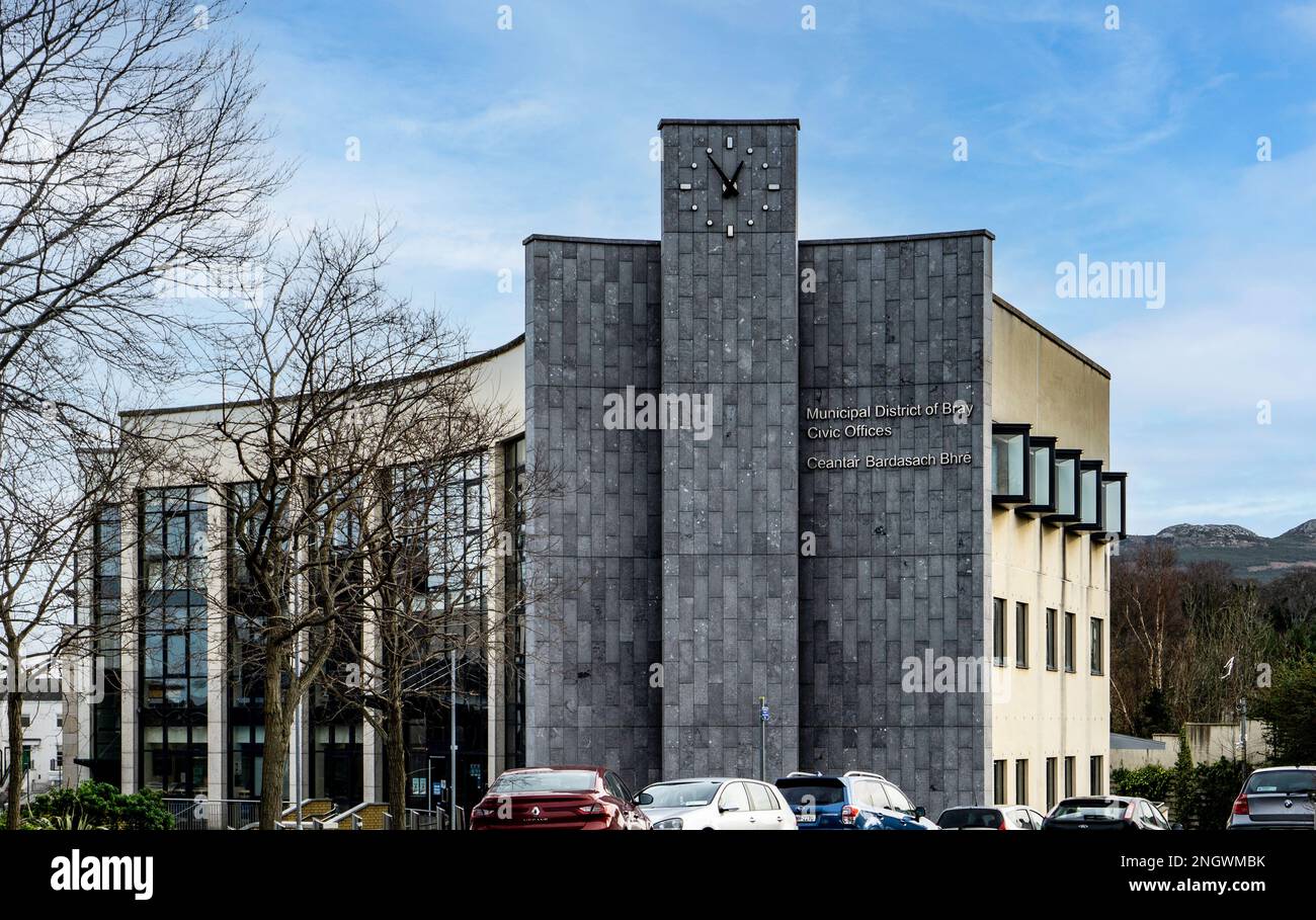 Gli uffici comunali di Bray, contea di Wicklow, Irlanda, costruito nel 2002 su disegno di Colm o'Broin Partners Ltd. Foto Stock