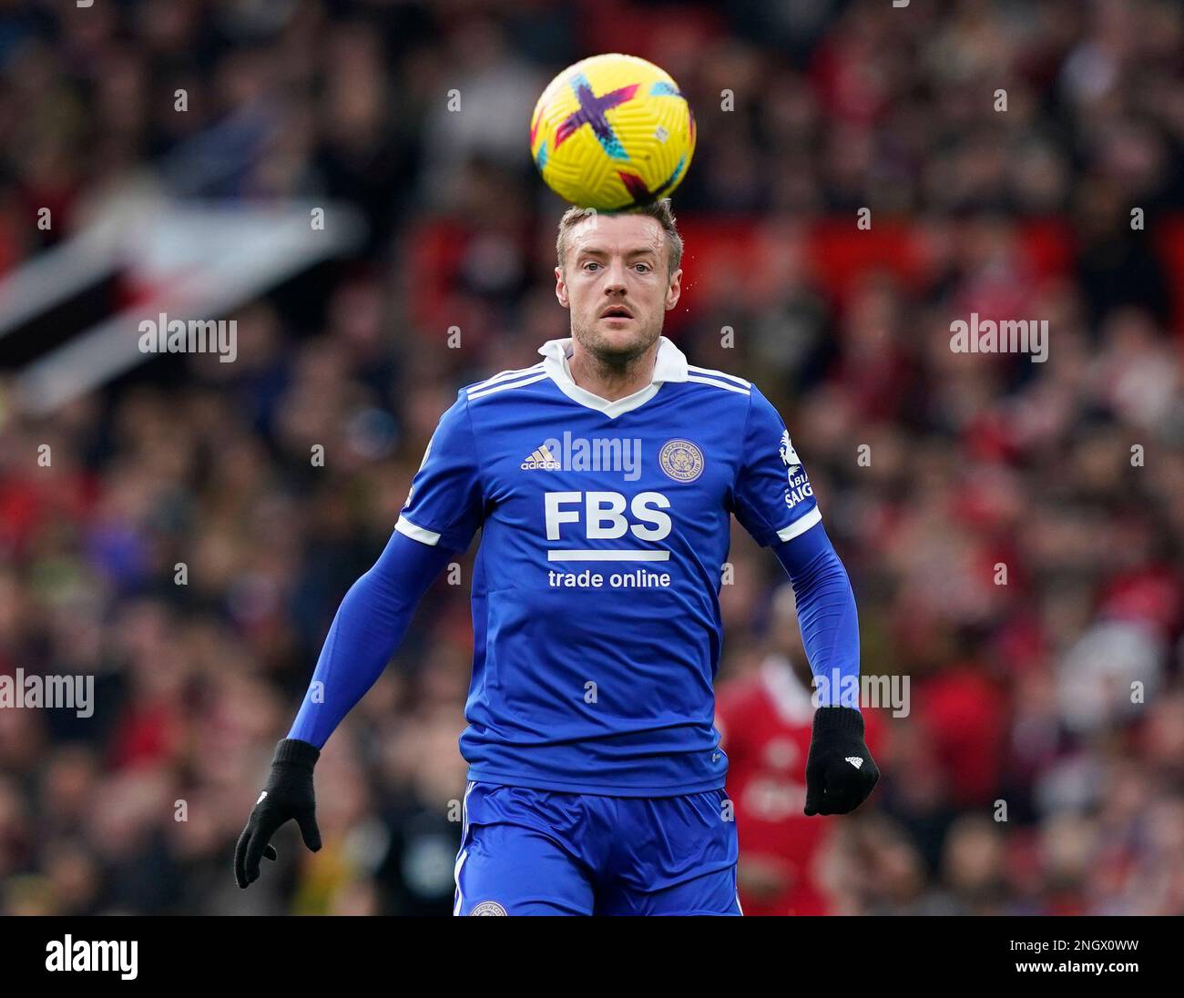 Manchester, Regno Unito. 19th Feb, 2023. Jamie Vardy di Leicester City durante la partita della Premier League a Old Trafford, Manchester. Il credito per le immagini dovrebbe essere: Andrew Yates/Sportimage Credit: Sportimage/Alamy Live News Foto Stock