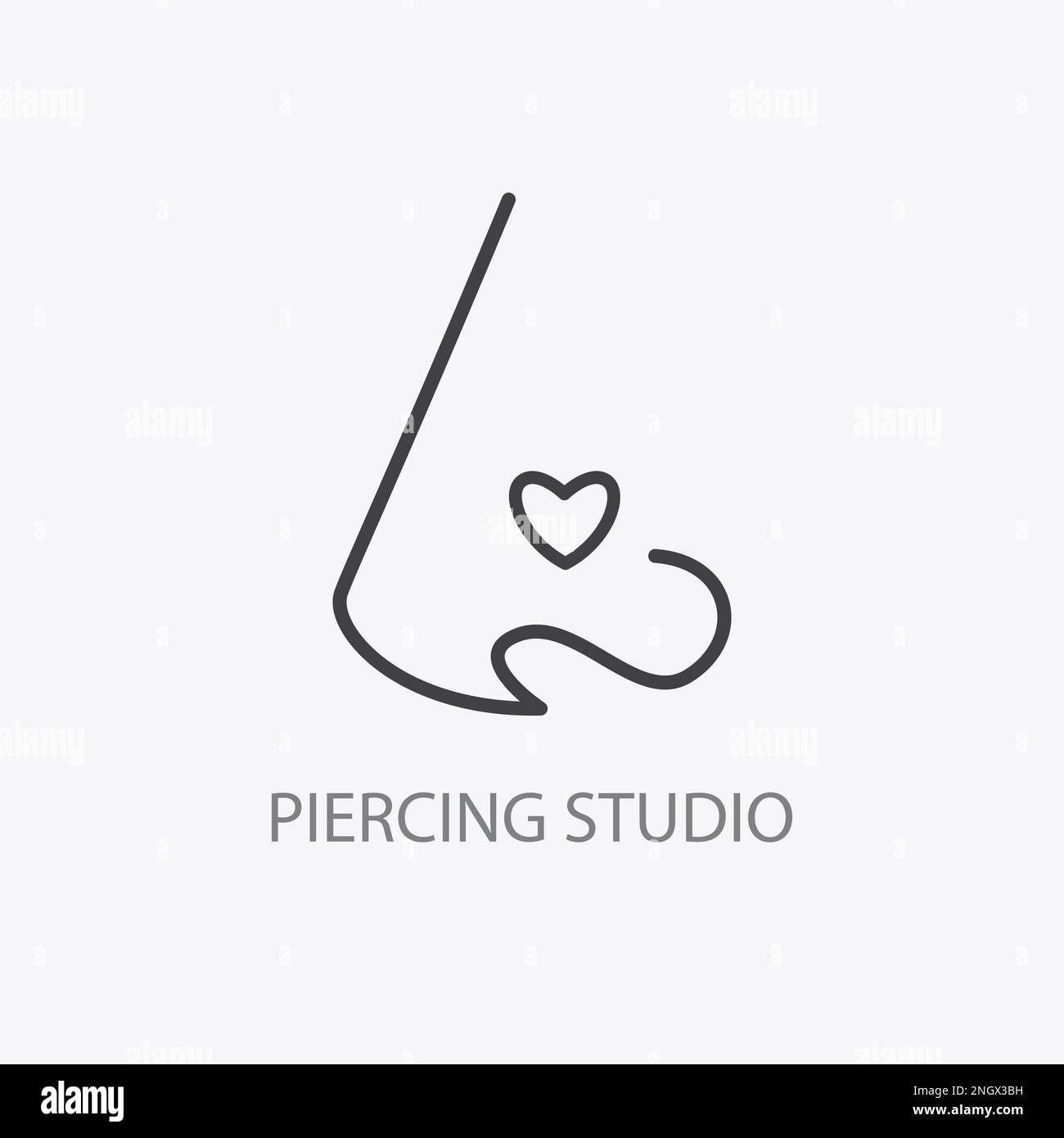 Modello con logo da studio di piercing. Naso forato Illustrazione Vettoriale
