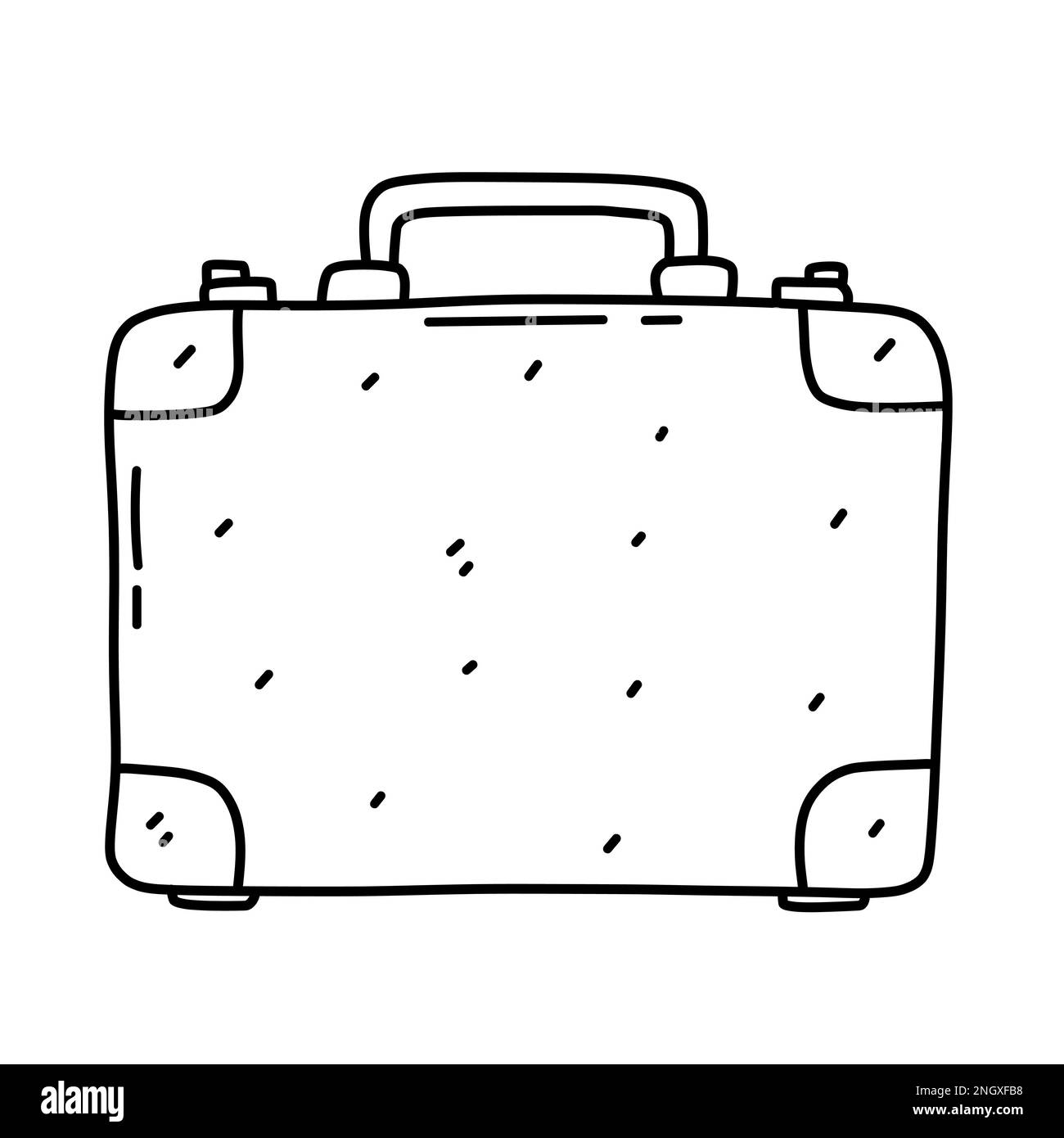 Valigia in stile doodle trainato a mano. Icona del vettore di Laggage per il web design isolato su sfondo bianco Illustrazione Vettoriale