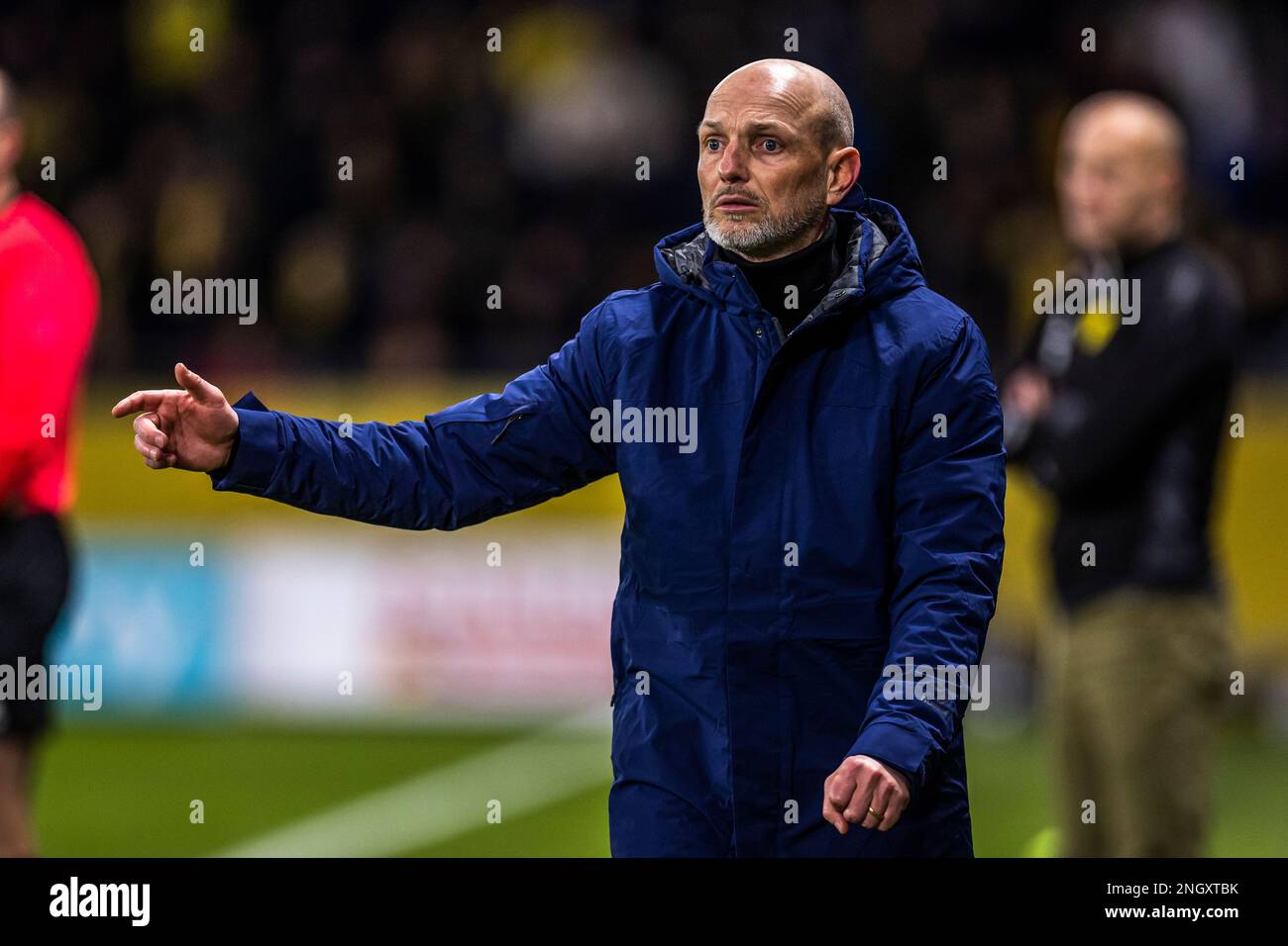 Broendby, Danimarca. 19th Feb, 2023. Dirigetevi all'allenatore Jesper Sorensen di Broendby SE visto durante la Superliga Match 3F tra Broendby IF e AC Horsens allo Stadio Brondby. (Photo Credit: Gonzales Photo/Alamy Live News Foto Stock