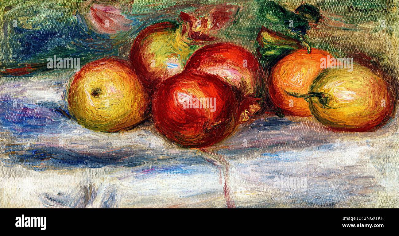 Mele, arance e limoni (Pommes, arance e citroni) (1911) di Pierre-Auguste Renoir. Originale della Fondazione Barnes. Foto Stock