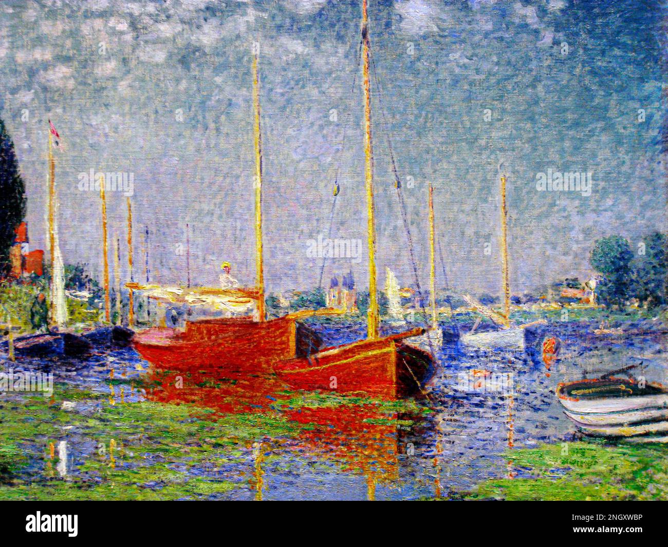 Le barche rosse di Claude Monet a Argenteuil (1875) famoso dipinto. Originale da Wikimedia Commons. Foto Stock
