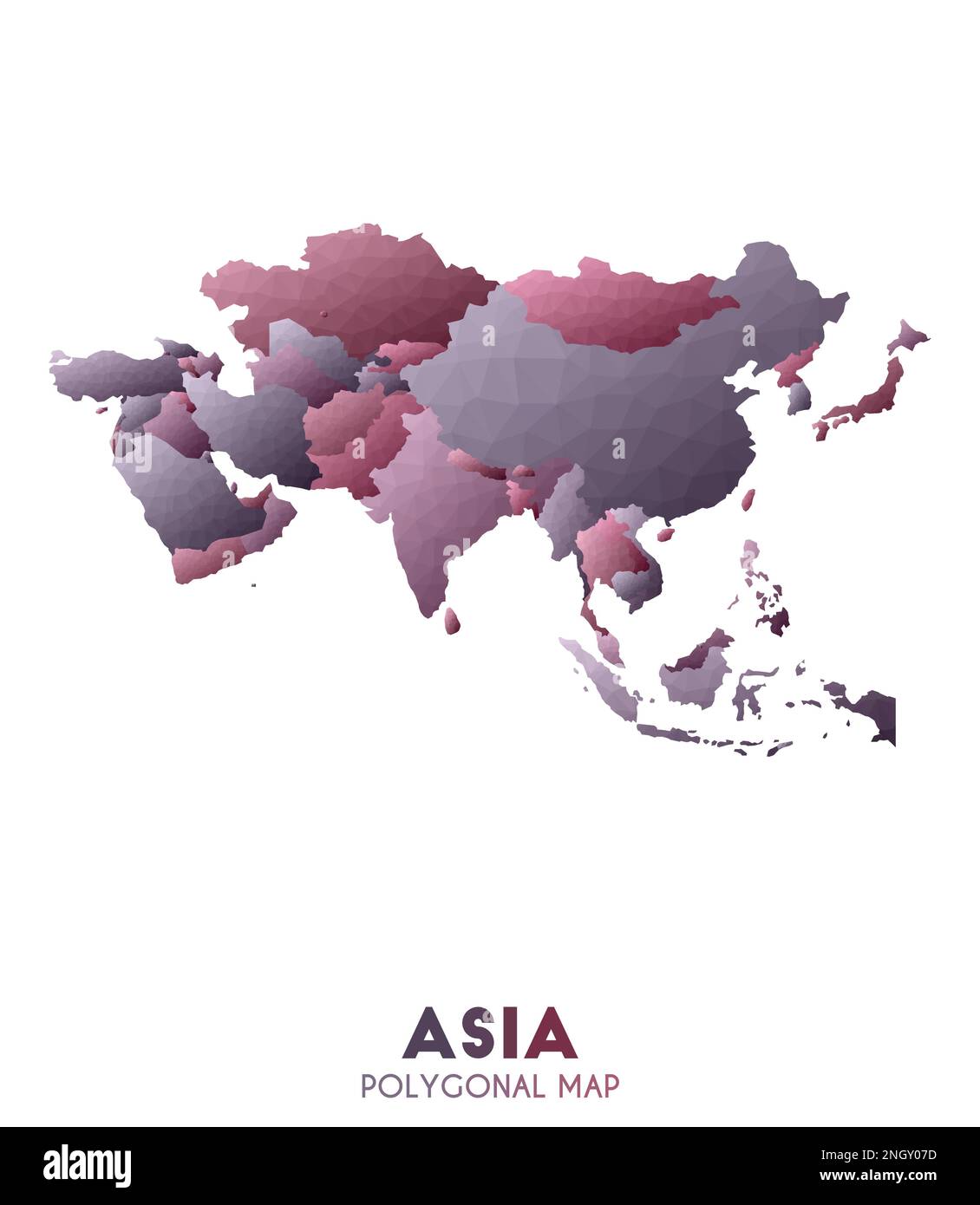 Mappa Asia. attuale mappa del continente di stile polico basso. Fantastica illustrazione vettoriale. Illustrazione Vettoriale