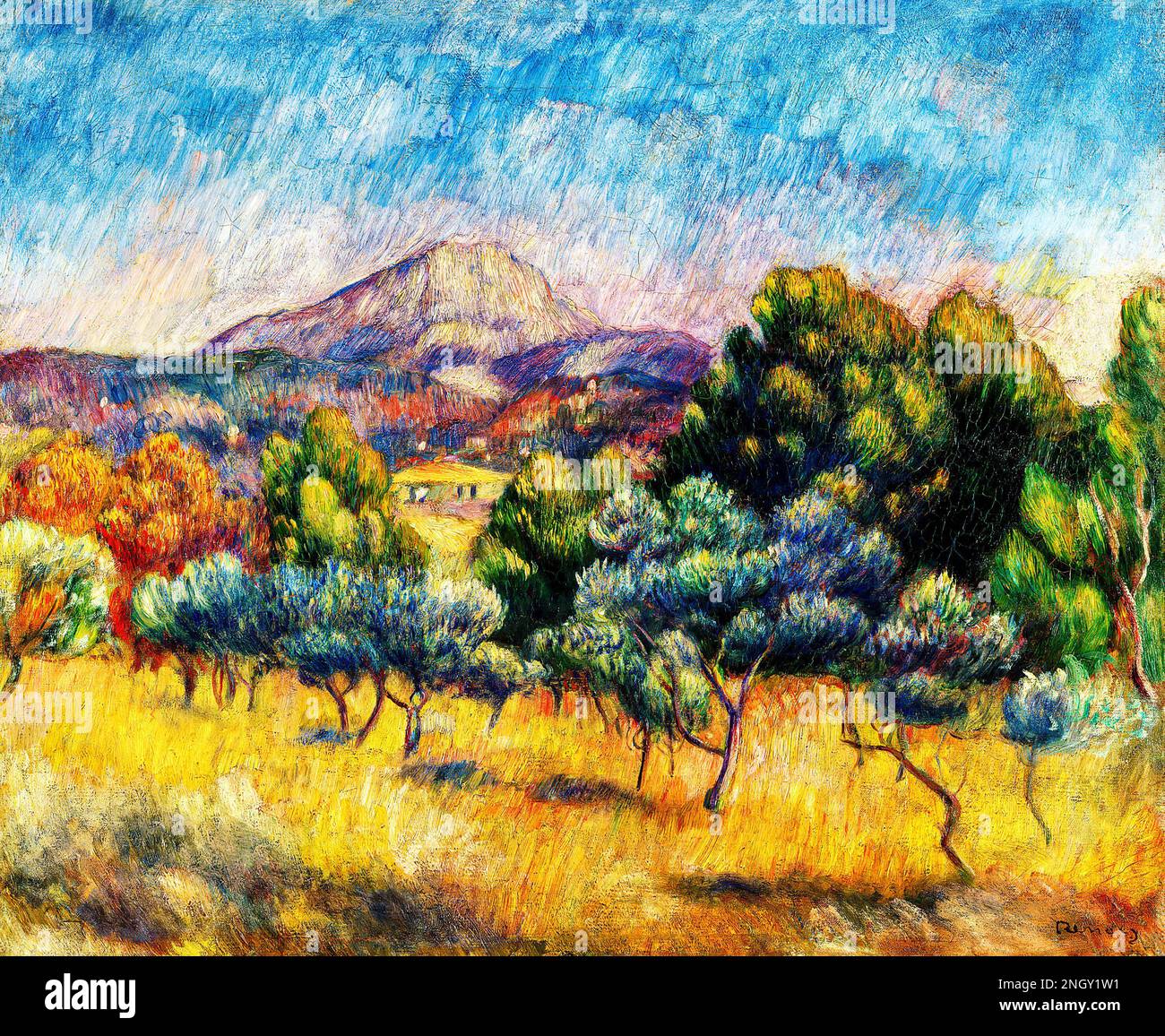Montagne Sainte-Victoire (Paysage) (1889) di Pierre-Auguste Renoir. Originale della Fondazione Barnes. Foto Stock