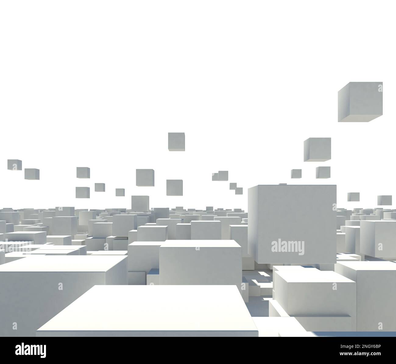 Immagine di sfondo astratto futuristico astratto con cubi bianchi. rendering 3d Foto Stock