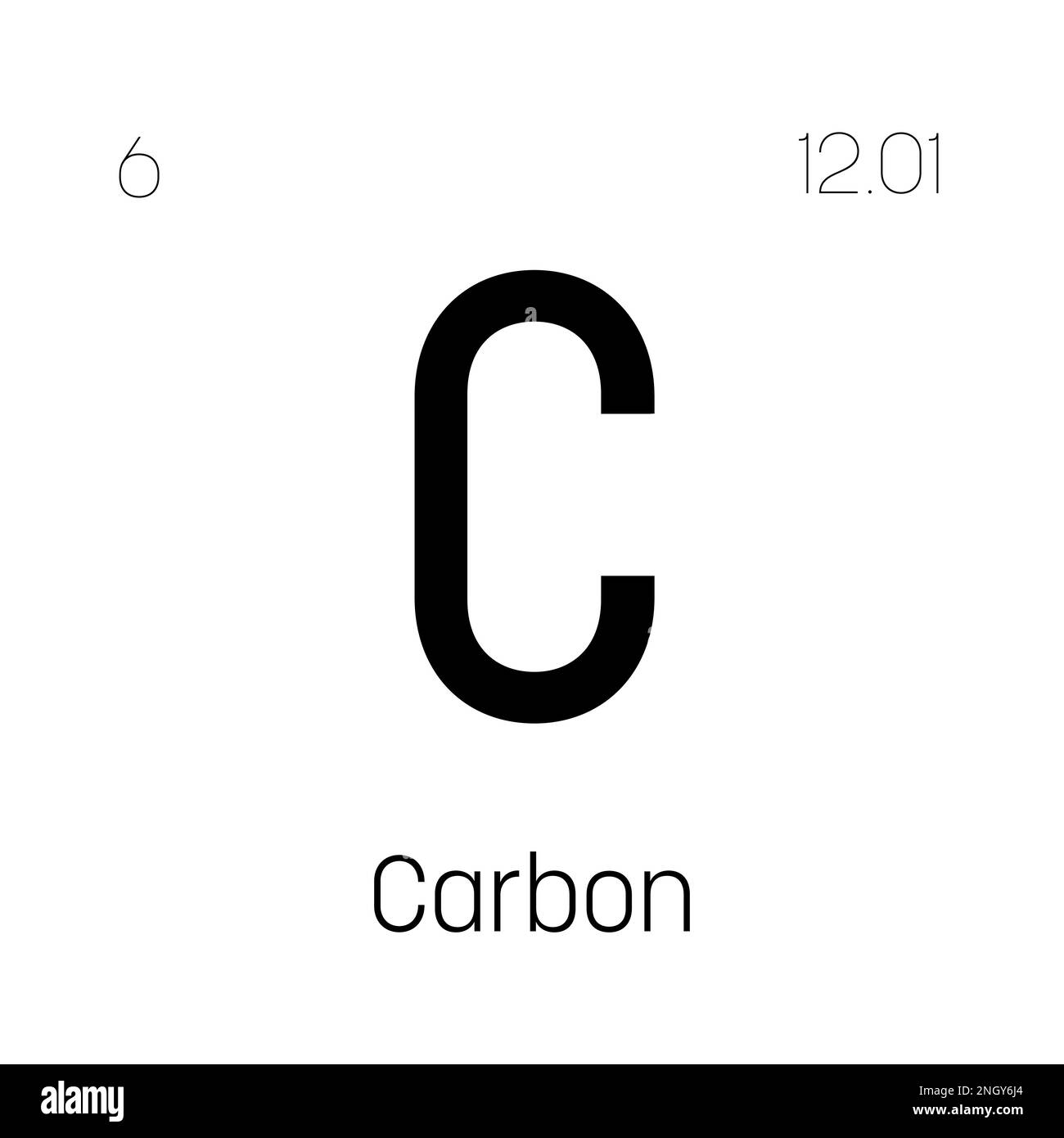 Carbonio, C, elemento tavola periodica con nome, simbolo, numero ...