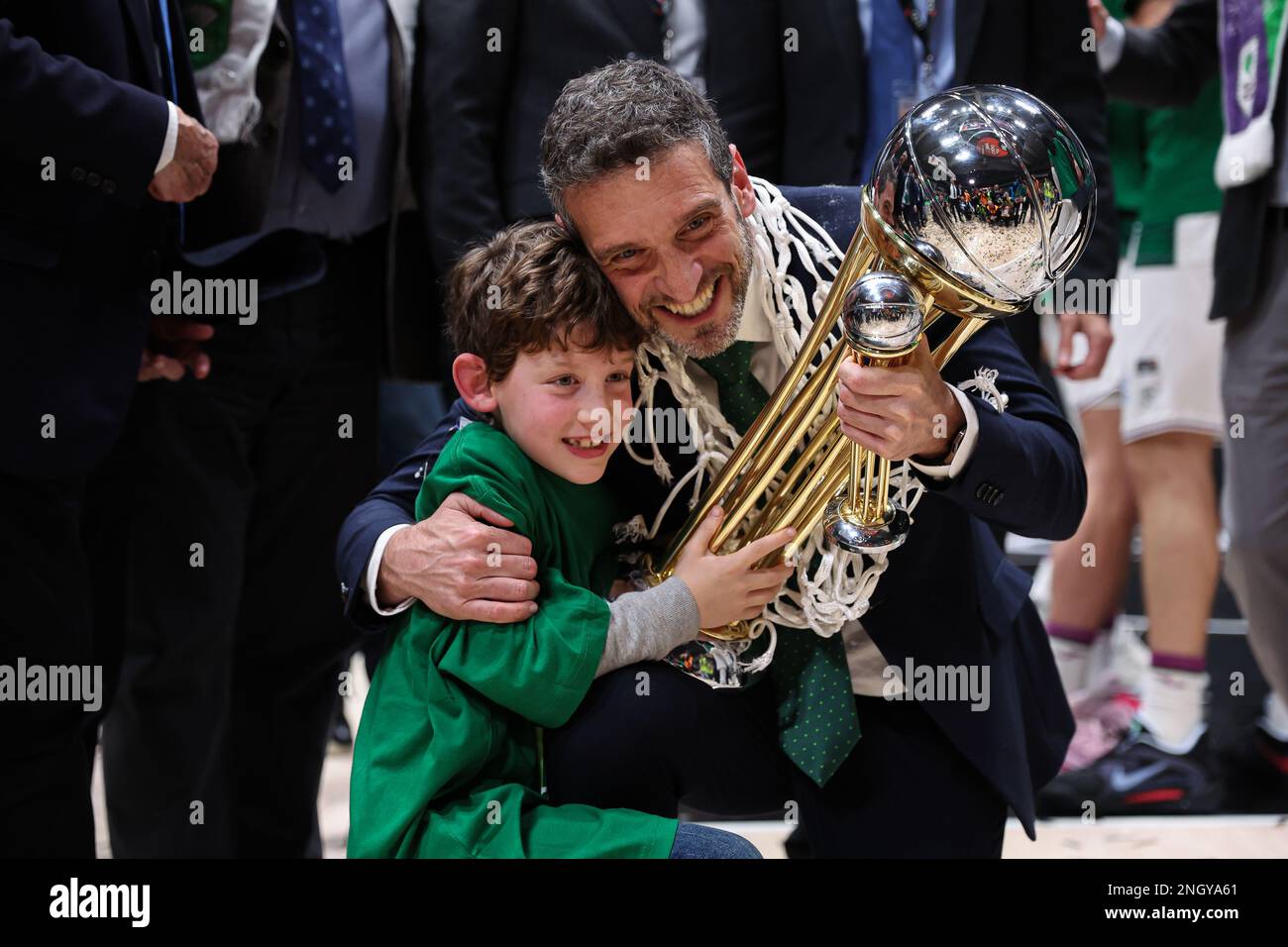 IBON Navarro di Unicaja Malaga durante la finale ACB Copa del Rey Badalona 2023 tra Lenovo Tenerife e Unicaja de Malaga al Palau Municipal Esports de Badalona di Barcellona, Spagna. (Credit: David Ramirez / Dax Images) Foto Stock