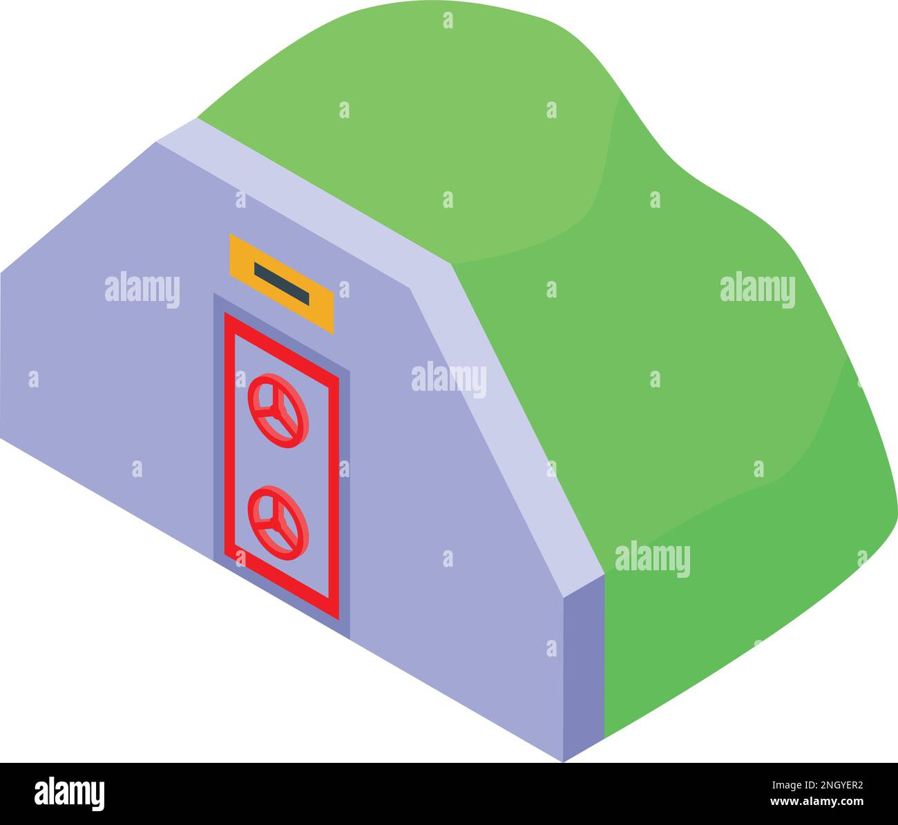 Bomba shelter icona vettore isometrico. Camera bunker. Metallo di sicurezza Illustrazione Vettoriale