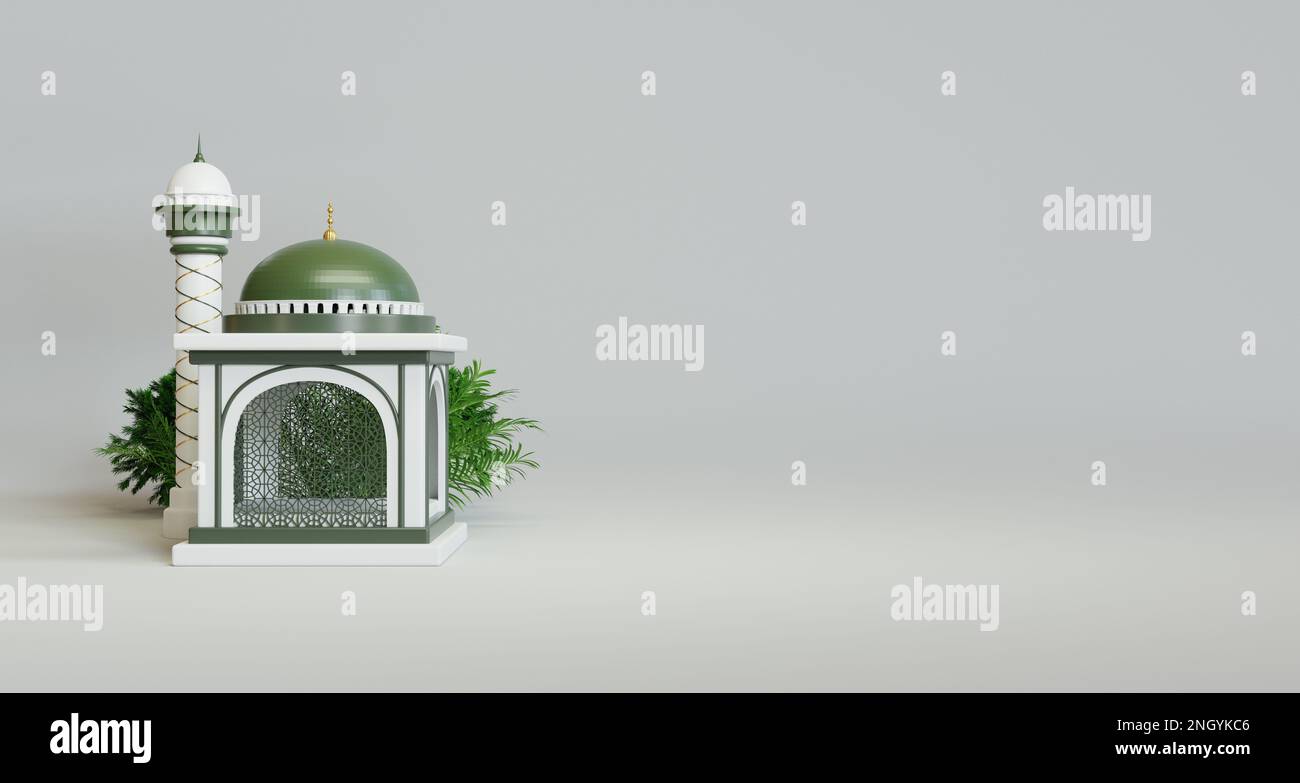 Speciale Ramadan vendita social media Instagram promozione post e web banner modello, sfondo islamico, rendering 3D Design Concept di ramadan kareem Foto Stock